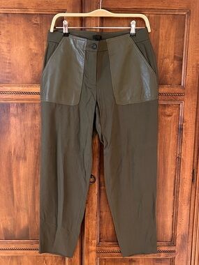 J.Crew Collection Viscose High Rise Dress Pants | Sz 4 | green | leather pockets